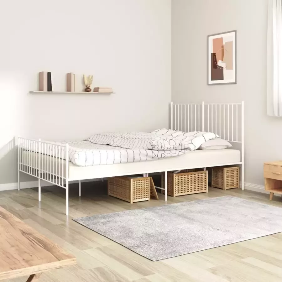 Furniture Limited Bedframe met hoofd- en voeteneinde metaal wit 140x190 cm