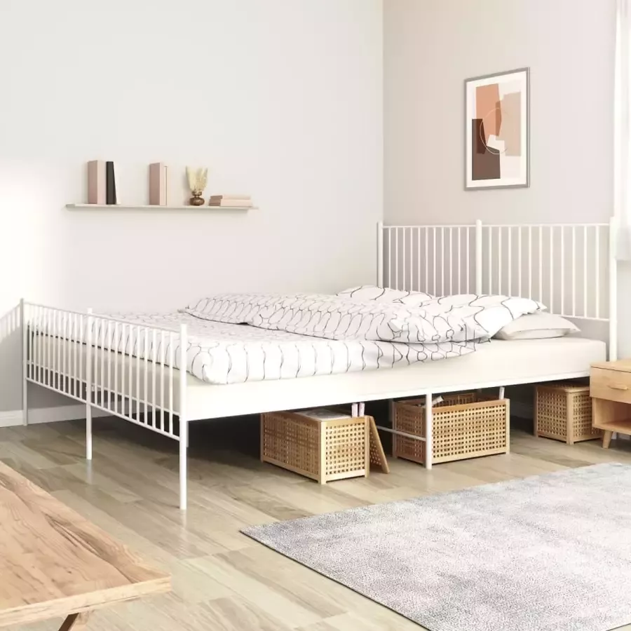 Furniture Limited Bedframe met hoofd- en voeteneinde metaal wit 183x213 cm