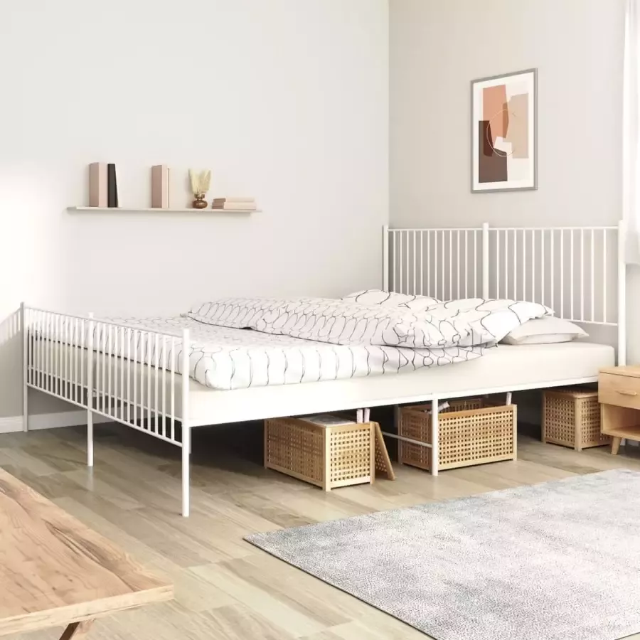 Furniture Limited Bedframe met hoofd- en voeteneinde metaal wit 200x200 cm