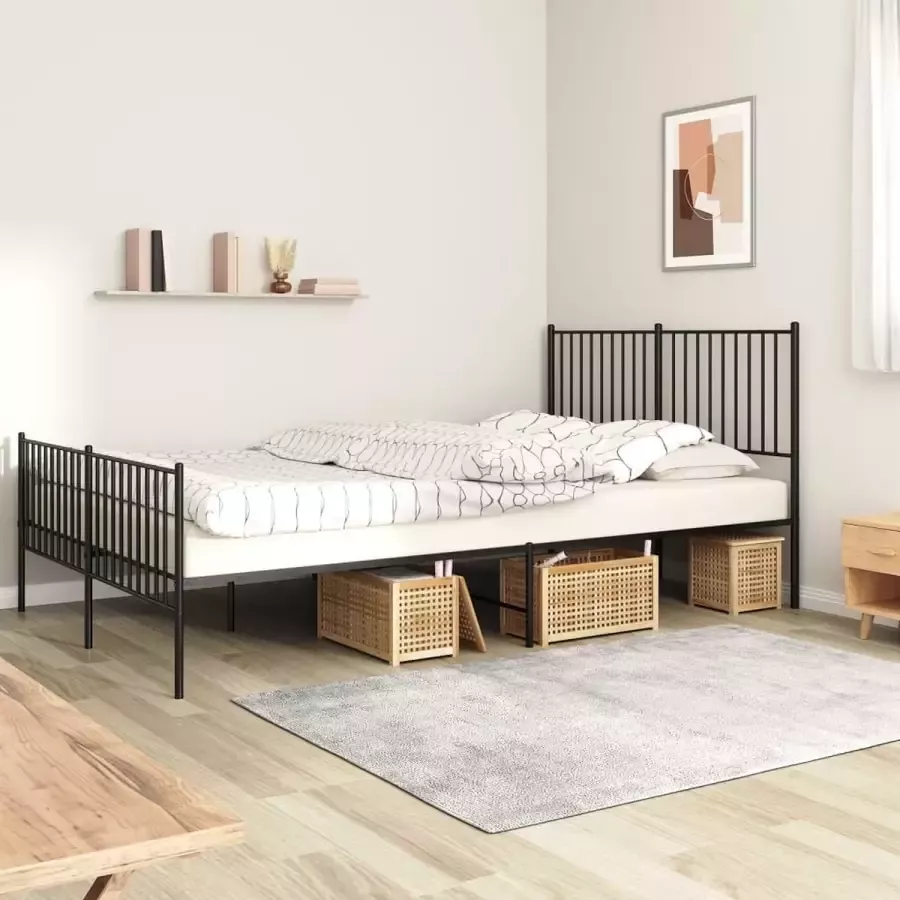 Furniture Limited Bedframe met hoofd- en voeteneinde metaal zwart 160x200 cm
