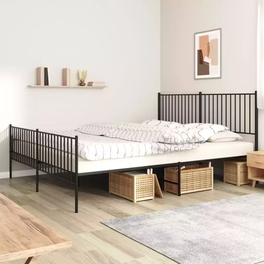Furniture Limited Bedframe met hoofd- en voeteneinde metaal zwart 183x213 cm
