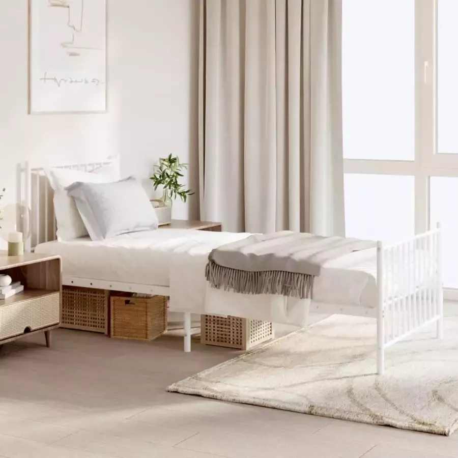 Furniture Limited Bedframe met hoofd- en voeteneinde metaal wit 80x200 cm