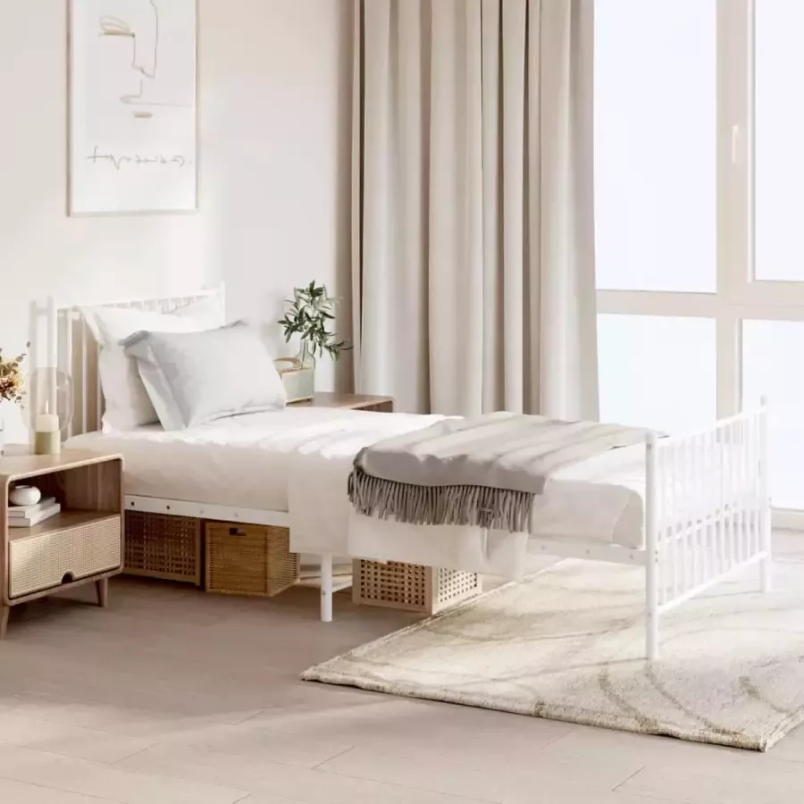 Furniture Limited Bedframe met hoofd- en voeteneinde metaal wit 90x200 cm