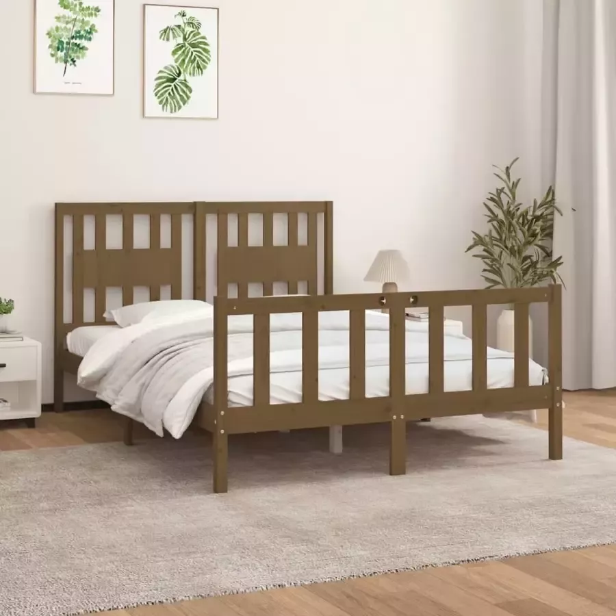 Furniture Limited Bedframe met hoofdbord grenenhout honingbruin 120x200 cm