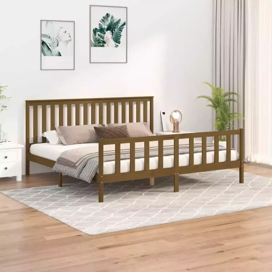 Furniture Limited Bedframe met hoofdbord grenenhout honingbruin 200x200 cm