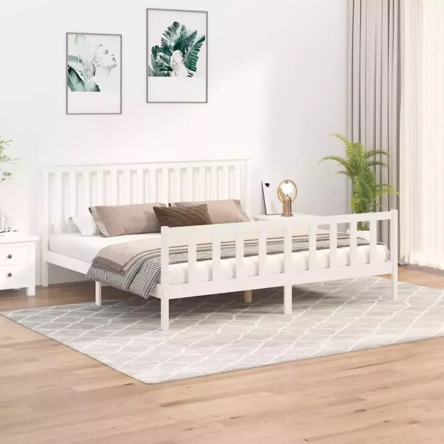 Furniture Limited Bedframe met hoofdbord grenenhout wit 180x200 cm 6FT Super King