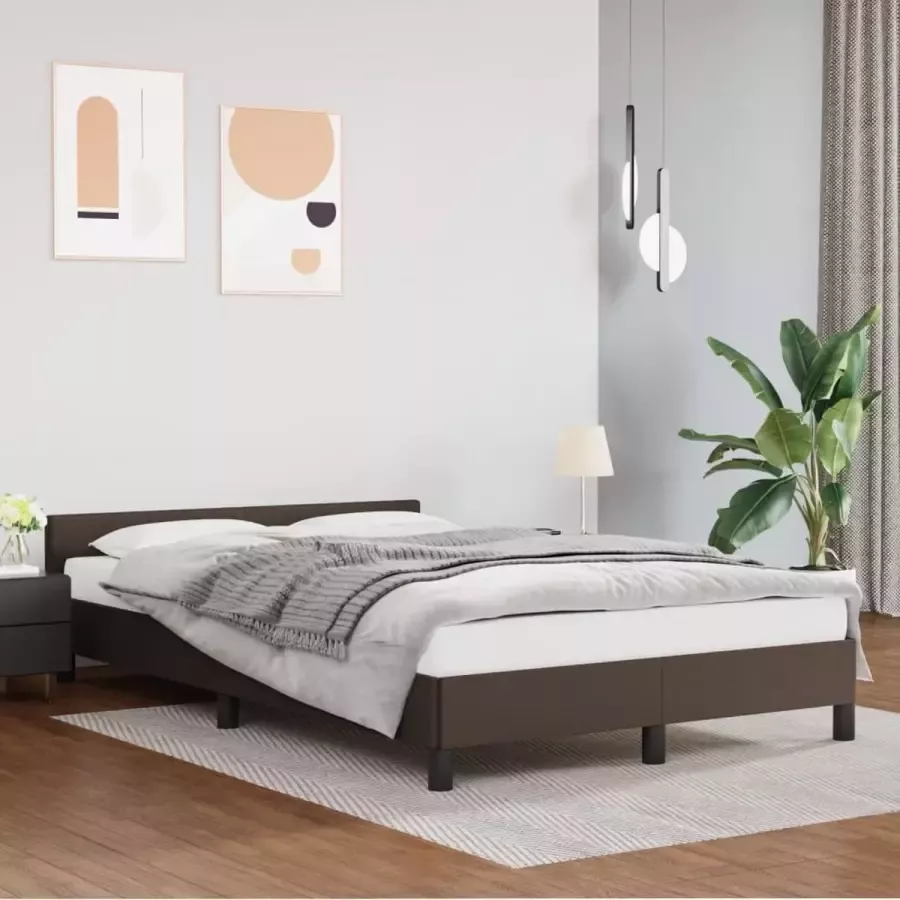 Furniture Limited Bedframe met hoofdbord kunstleer bruin 120x200 cm