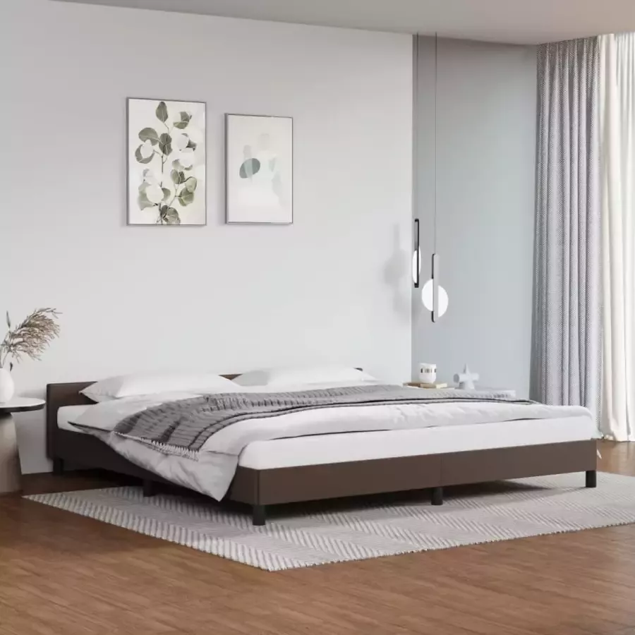 Furniture Limited Bedframe met hoofdbord kunstleer bruin 200x200 cm