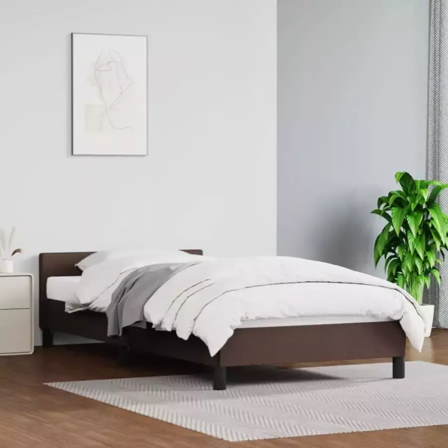 Furniture Limited Bedframe met hoofdbord kunstleer bruin 80x200 cm