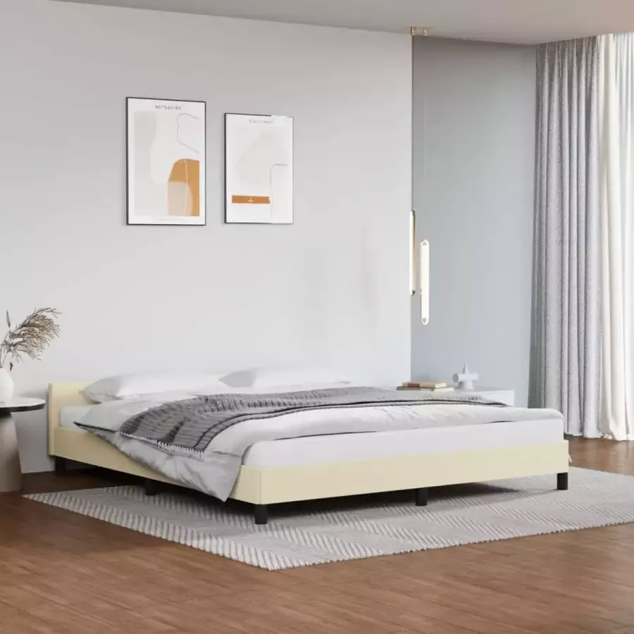 Furniture Limited Bedframe met hoofdbord kunstleer crèmekleurig 180x200 cm