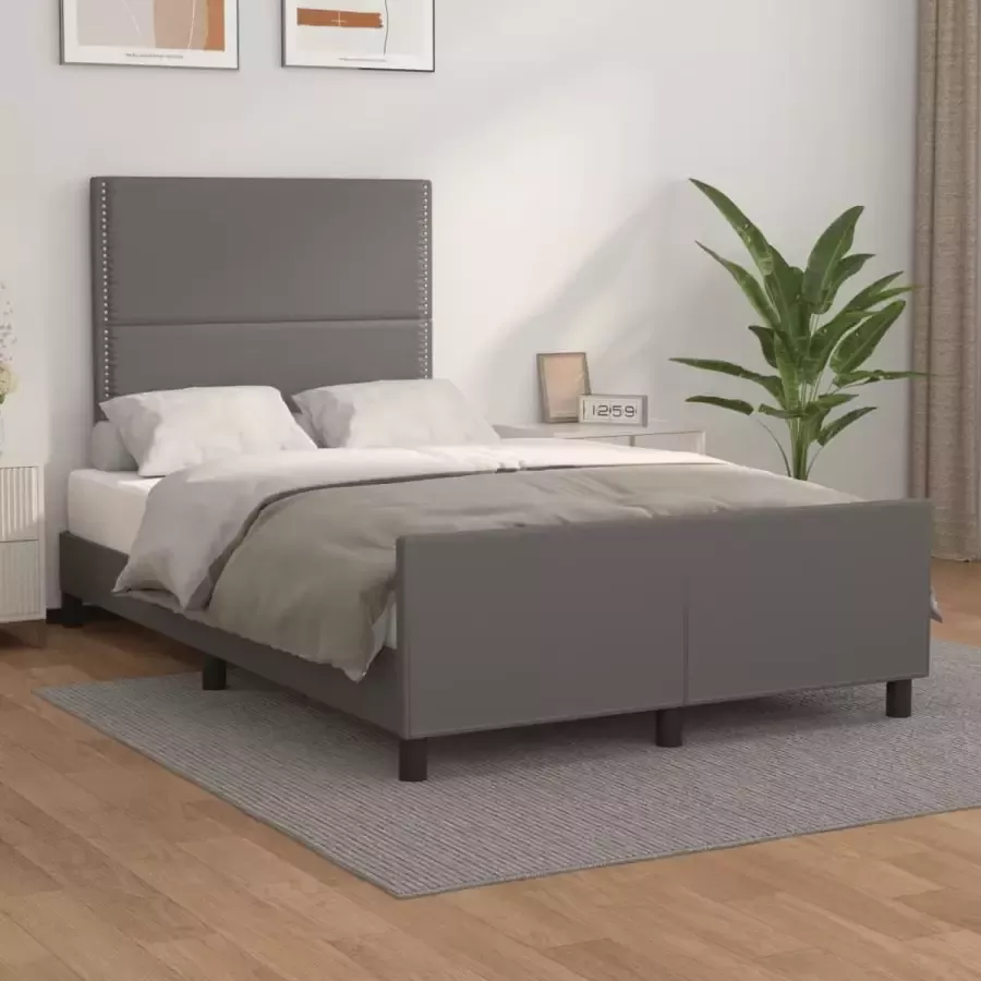 Furniture Limited Bedframe met hoofdbord kunstleer grijs 120x200 cm