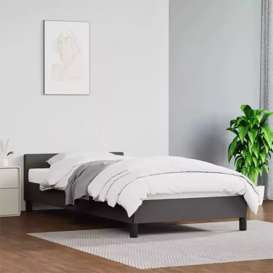 Furniture Limited Bedframe met hoofdbord kunstleer grijs 90x190 cm