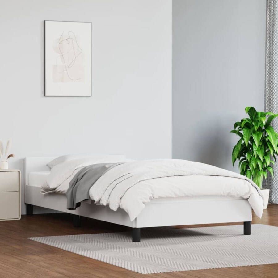 Furniture Limited Bedframe met hoofdbord kunstleer wit 90x190 cm