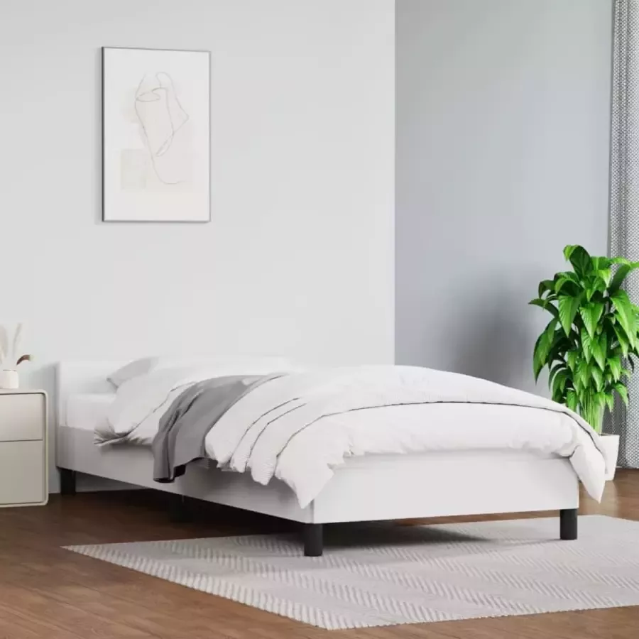 Furniture Limited Bedframe met hoofdbord kunstleer wit 90x190 cm