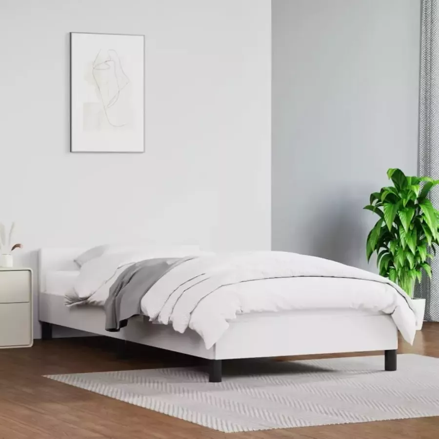 Furniture Limited Bedframe met hoofdbord kunstleer wit 90x200 cm