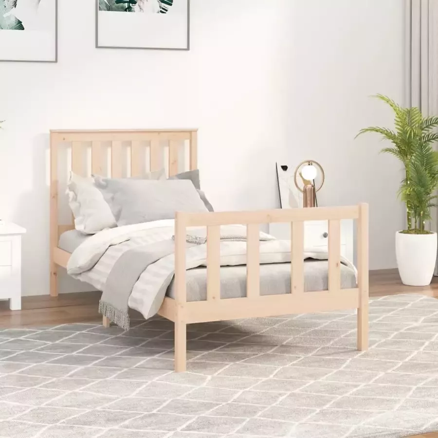 Furniture Limited Bedframe met hoofdbord massief grenenhout 90x200 cm