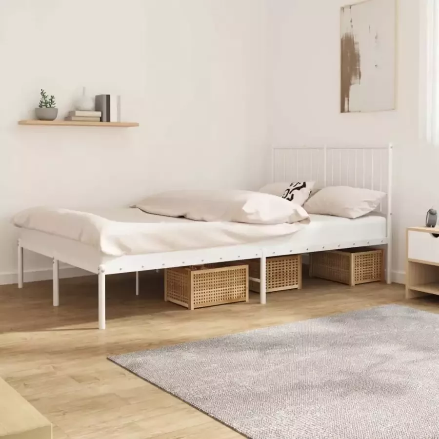 Furniture Limited Bedframe met hoofdbord metaal wit 120x190 cm