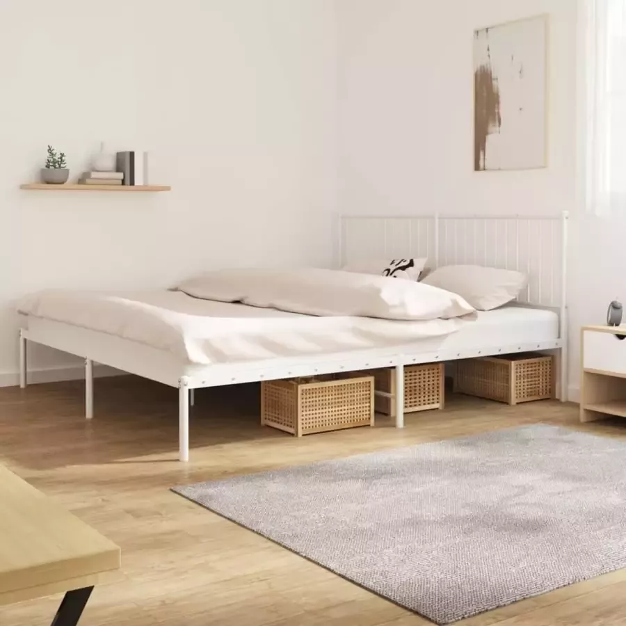 Furniture Limited Bedframe met hoofdbord metaal wit 180x200 cm