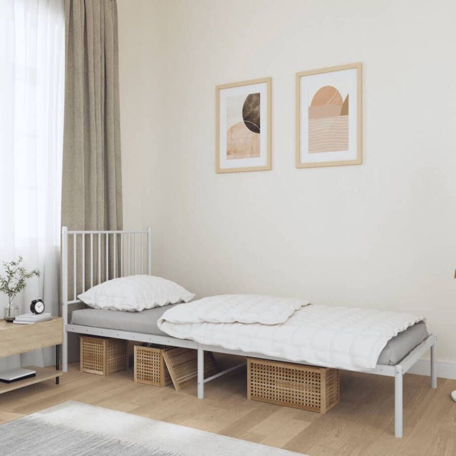 Furniture Limited Bedframe met hoofdbord metaal wit 80x200 cm
