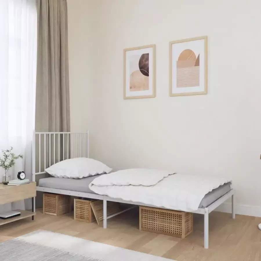 Furniture Limited Bedframe met hoofdbord metaal wit 90x190 cm