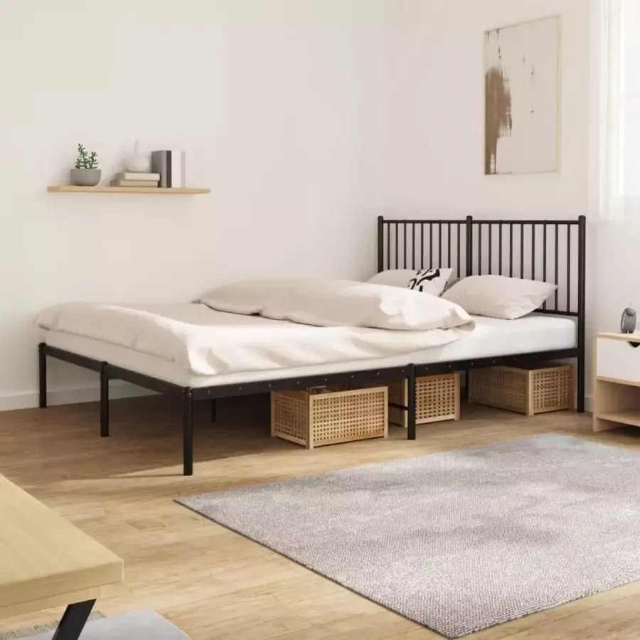 Furniture Limited Bedframe met hoofdbord metaal zwart 150x200 cm