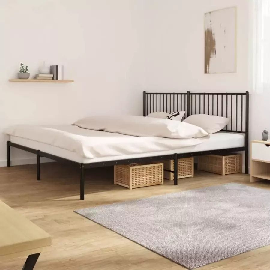Furniture Limited Bedframe met hoofdbord metaal zwart 193x203 cm
