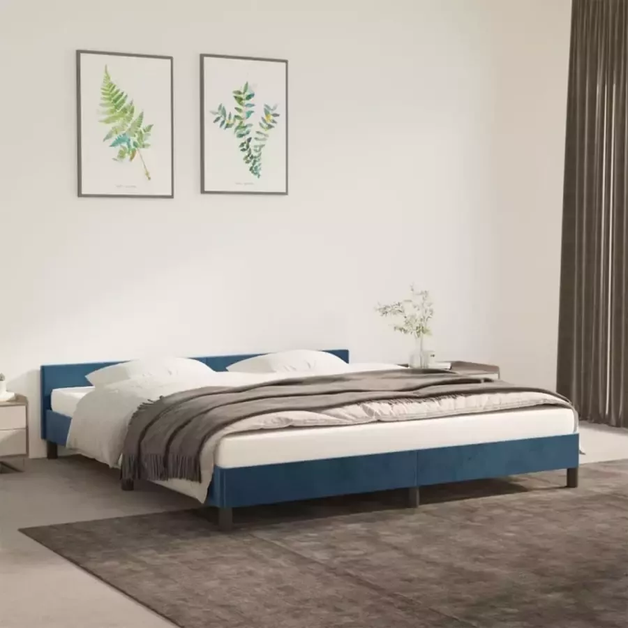 Furniture Limited Bedframe met hoofdeinde fluweel donkerblauw 160x200 cm