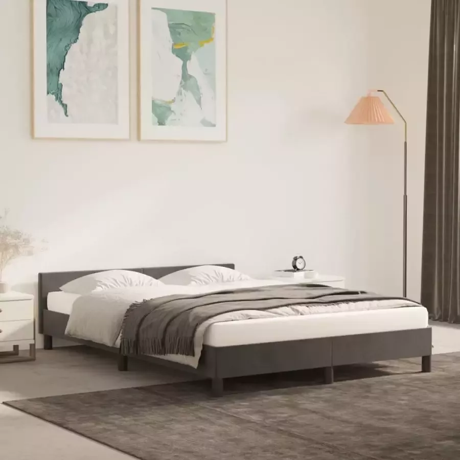 Furniture Limited Bedframe met hoofdeinde fluweel donkergrijs 140x200 cm