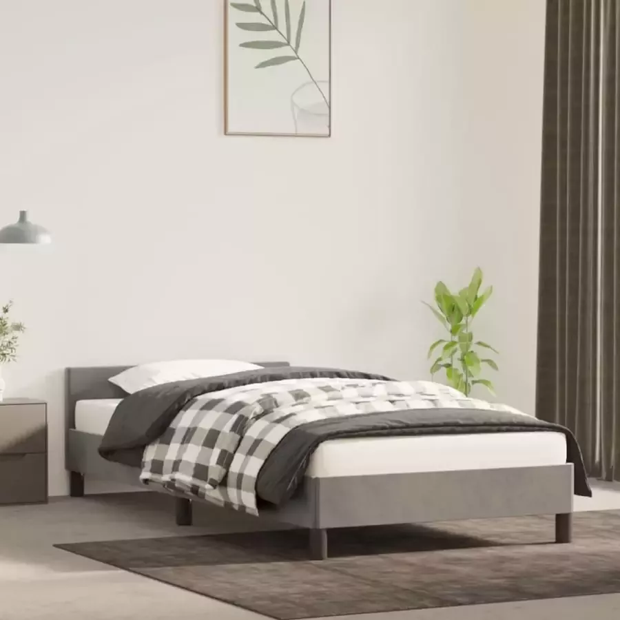 Furniture Limited Bedframe met hoofdeinde fluweel lichtgrijs 100x200 cm
