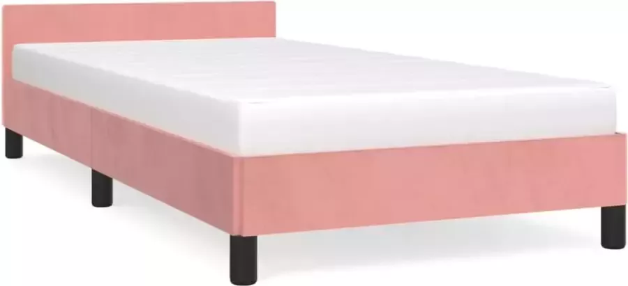 Furniture Limited Bedframe met hoofdeinde fluweel roze 100x200 cm