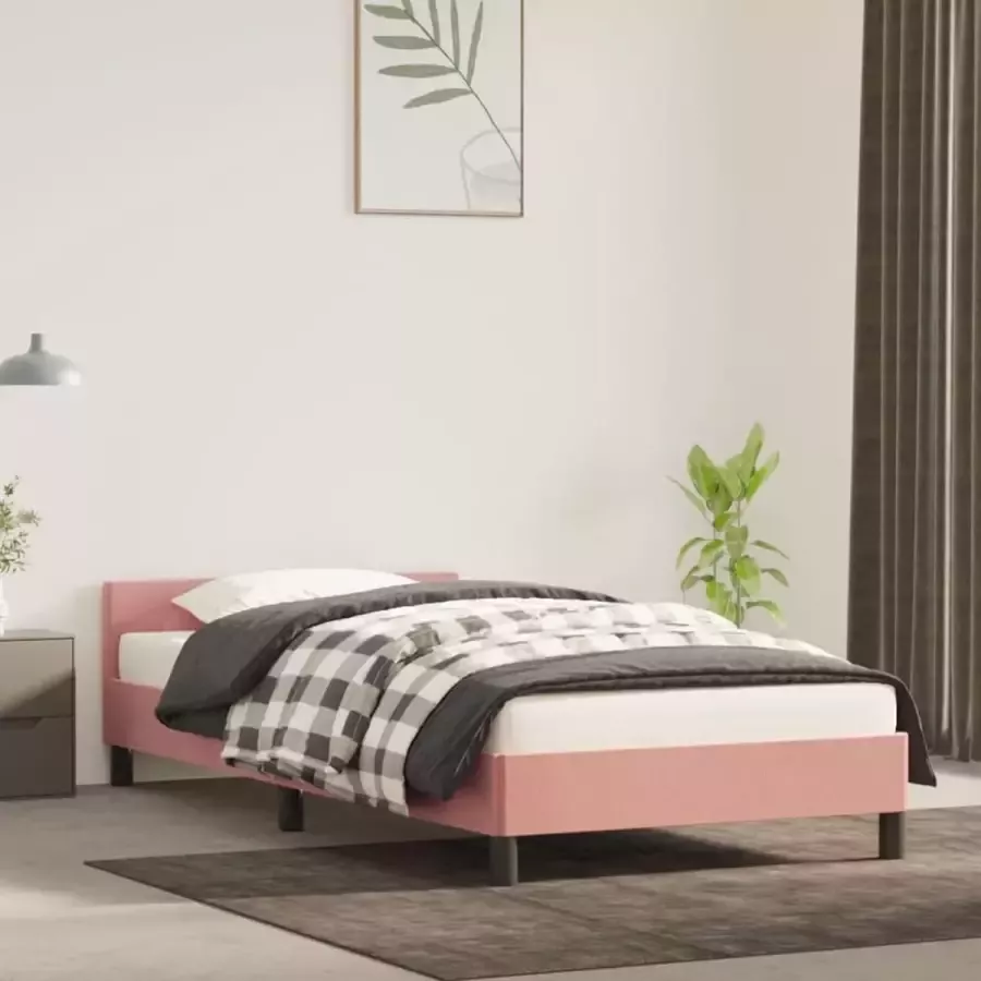 Furniture Limited Bedframe met hoofdeinde fluweel roze 90x190 cm