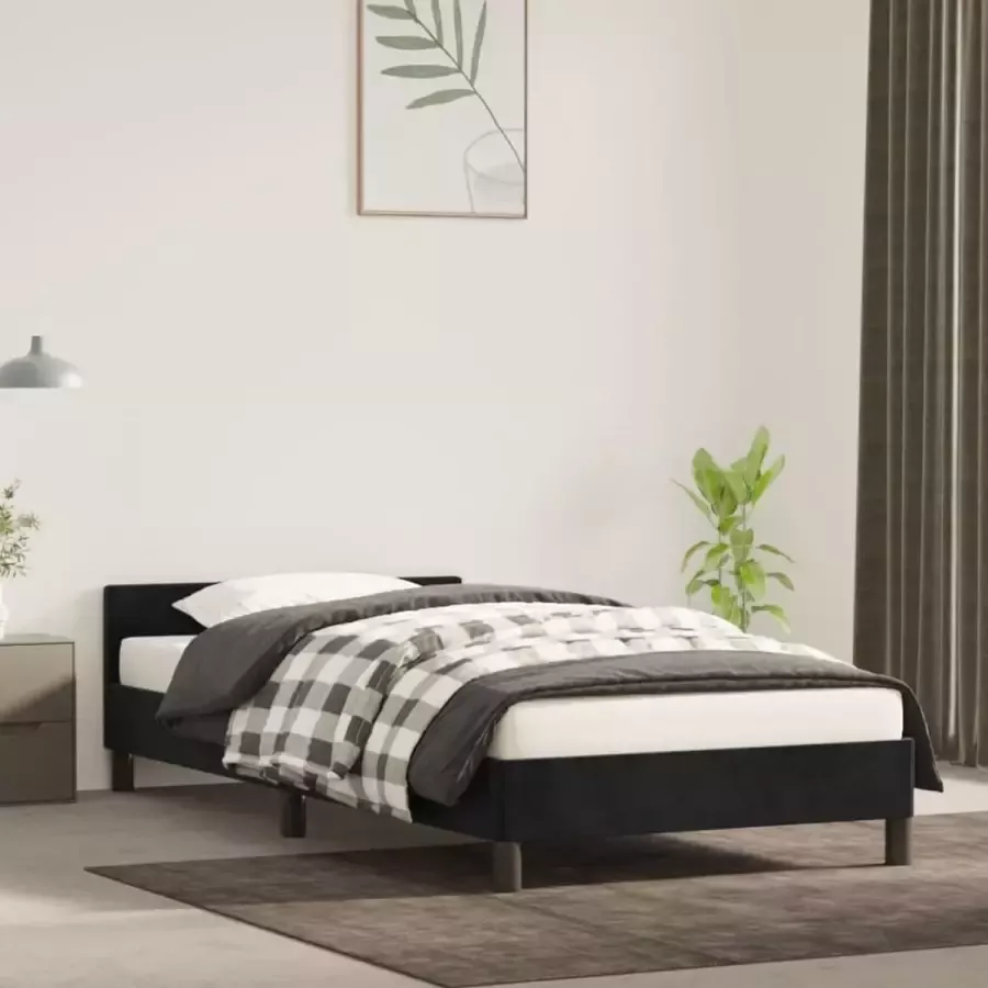 Furniture Limited Bedframe met hoofdeinde fluweel zwart 100x200 cm