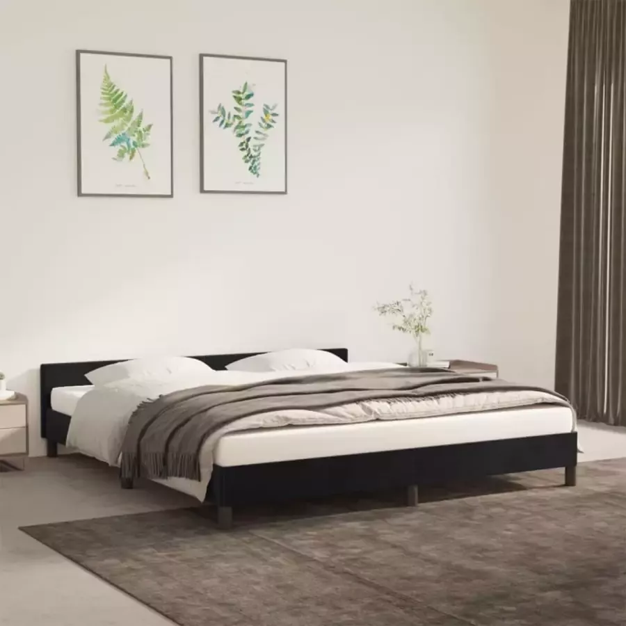 Furniture Limited Bedframe met hoofdeinde fluweel zwart 160x200 cm