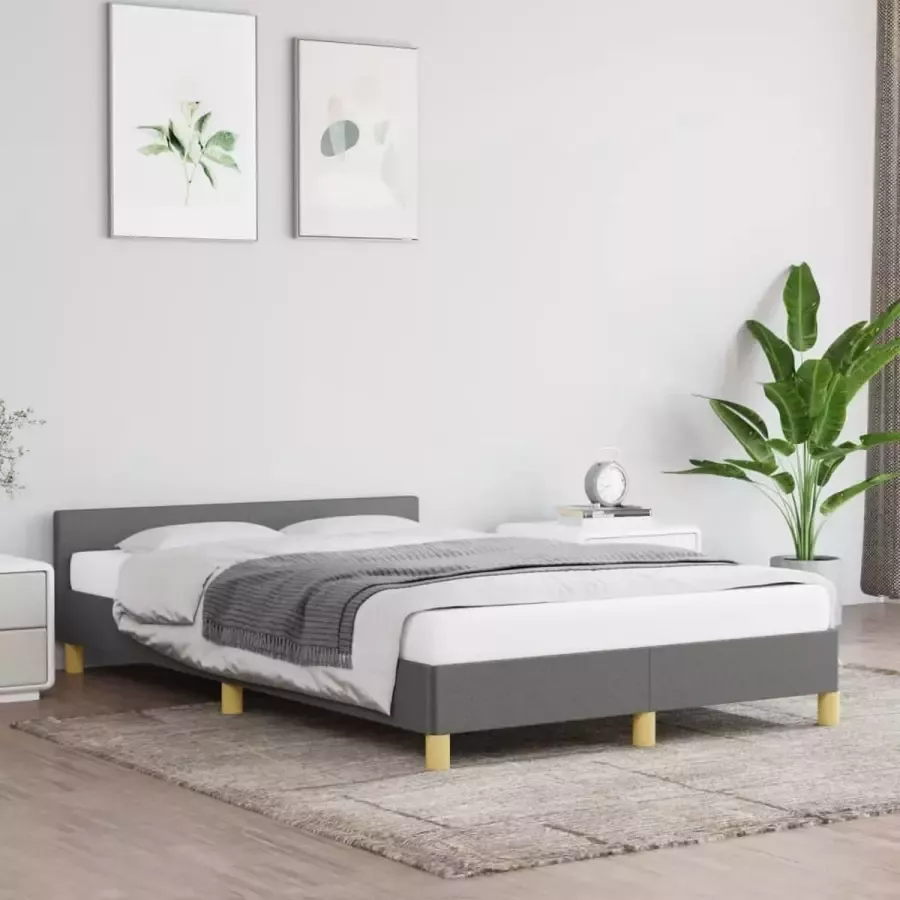 Furniture Limited Bedframe met hoofdeinde stof donkergrijs 120x200 cm