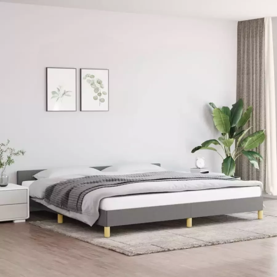 Furniture Limited Bedframe met hoofdeinde stof donkergrijs 200x200 cm