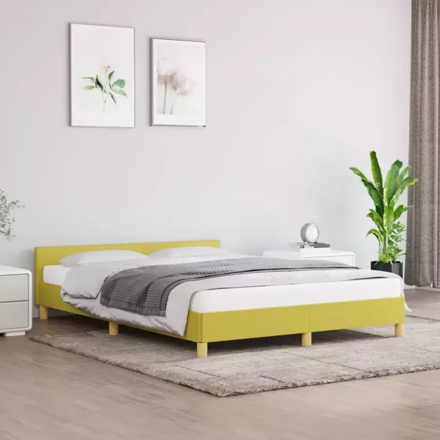 Furniture Limited Bedframe met hoofdeinde stof groen 140x190 cm