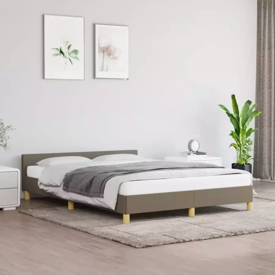 Furniture Limited Bedframe met hoofdeinde stof taupe 140x200 cm