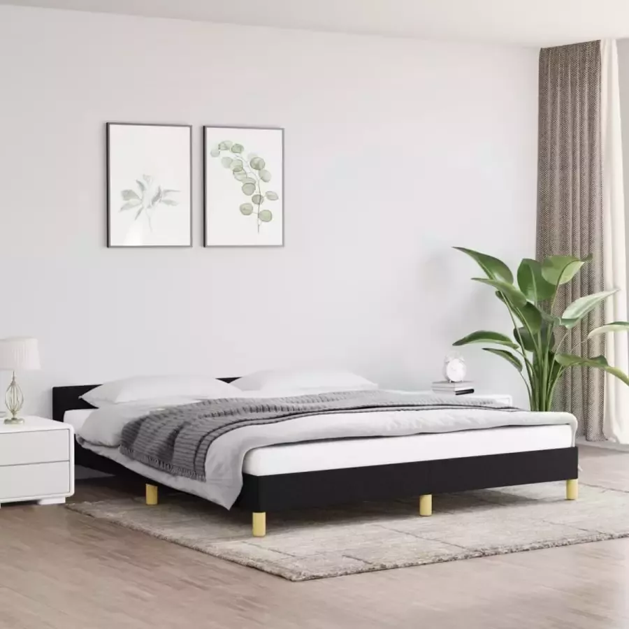 Furniture Limited Bedframe met hoofdeinde stof zwart 160x200 cm