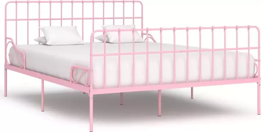 Furniture Limited Bedframe met lattenbodem metaal roze 200x200 cm