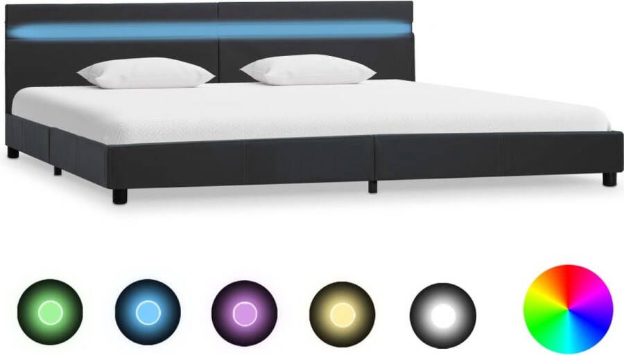 Furniture Limited Bedframe met LED kunstleer grijs 180x200 cm