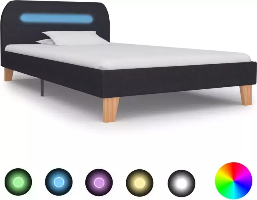 Furniture Limited Bedframe met LED stof donkergrijs 90x200 cm