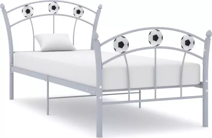 Furniture Limited Bedframe met voetbaldesign metaal grijs 90x200 cm