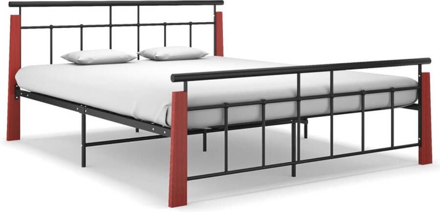 Furniture Limited Bedframe metaal en massief eikenhout 160x200 cm