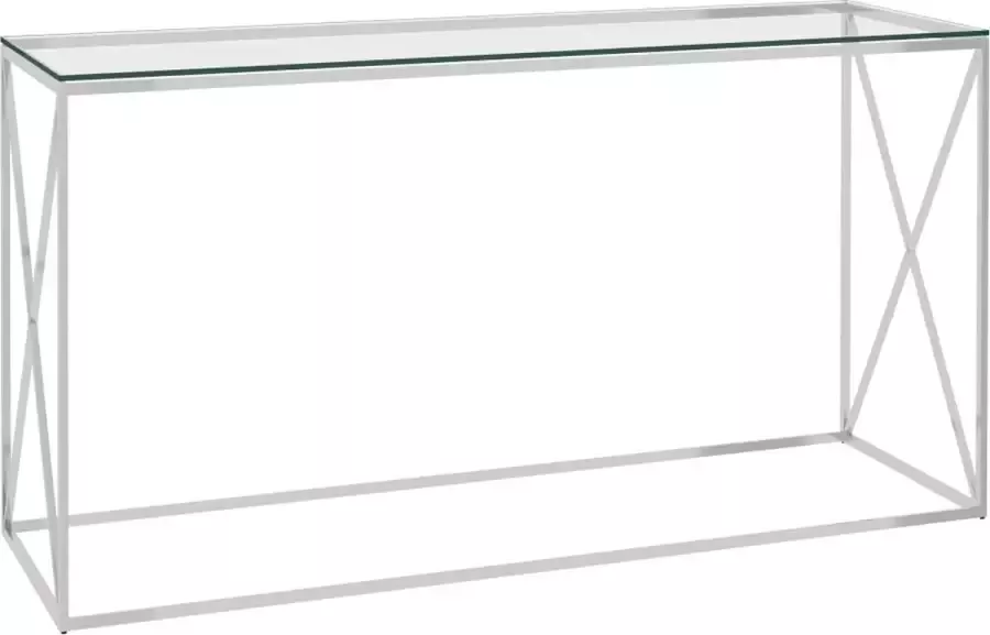 Furniture Limited Bijzettafel 140x40x78 cm roestvrij staal en glas zilverkleurig