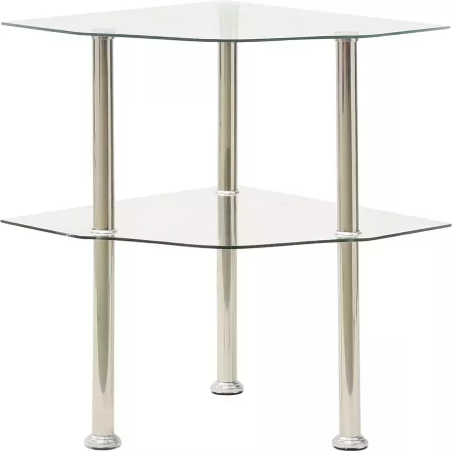 Furniture Limited Bijzettafel 2-laags 38x38x50 cm gehard glas transparant - Foto 2