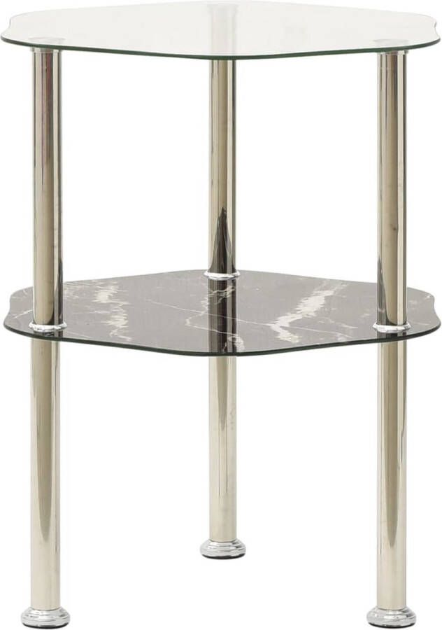 Furniture Limited Bijzettafel 2-laags 38x38x50 cm gehard glas transparant zwart