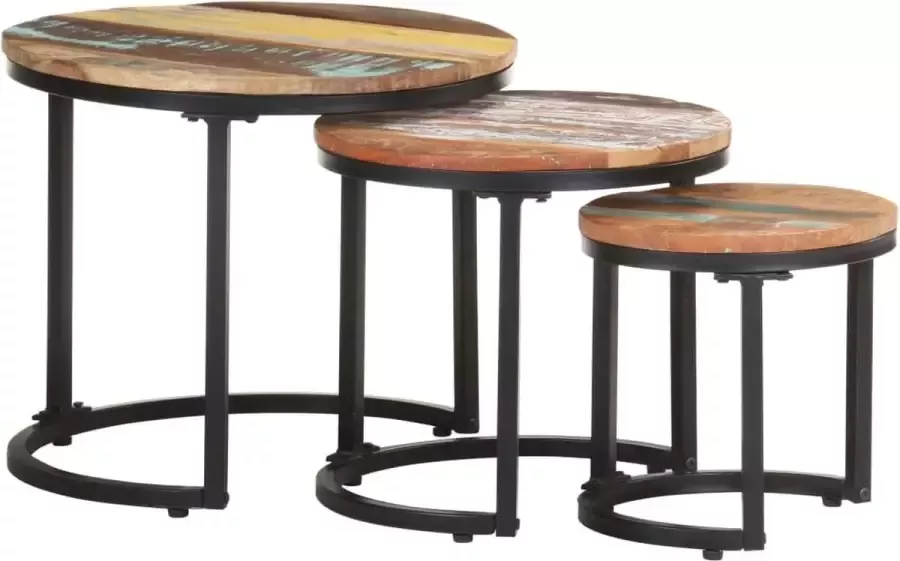 Furniture Limited Bijzettafel 3 st massief gerecycled hout