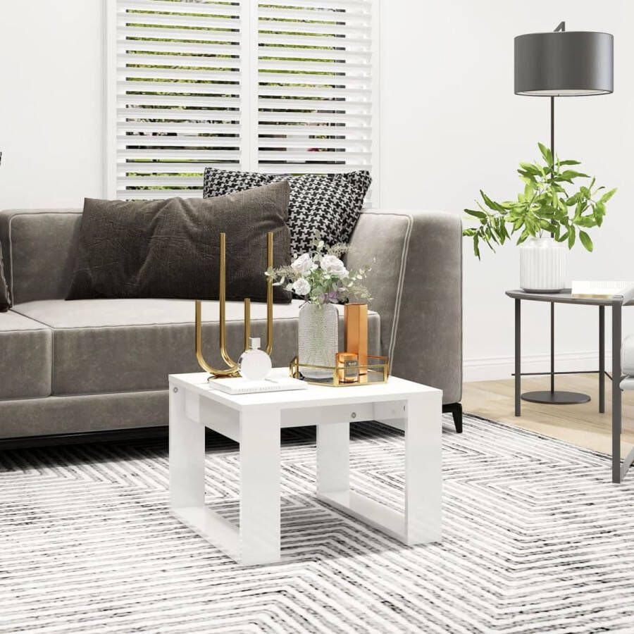 Furniture Limited Bijzettafel 50x50x35 cm spaanplaat hoogglans wit