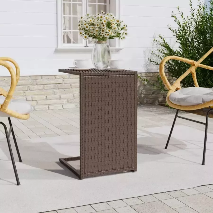 Prolenta Premium INFIORI Bijzettafel C-vormig 40x35x60 cm poly rattan bruin