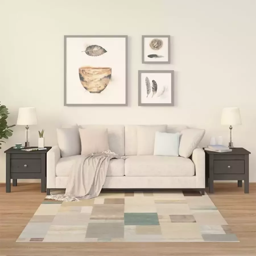 Furniture Limited Bijzettafels 2 st 40x40x39 cm massief grenenhout grijs